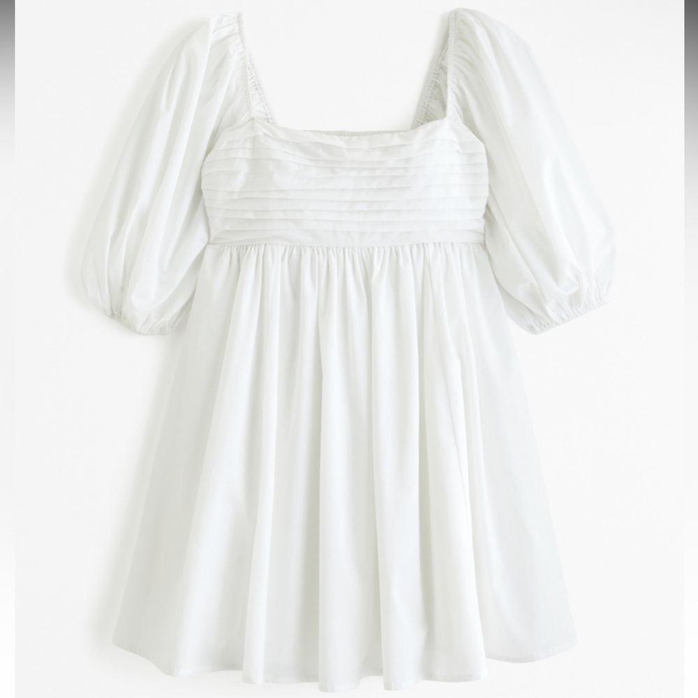 The A&F Emerson Poplin Puff Sleeve Mini Dress in White